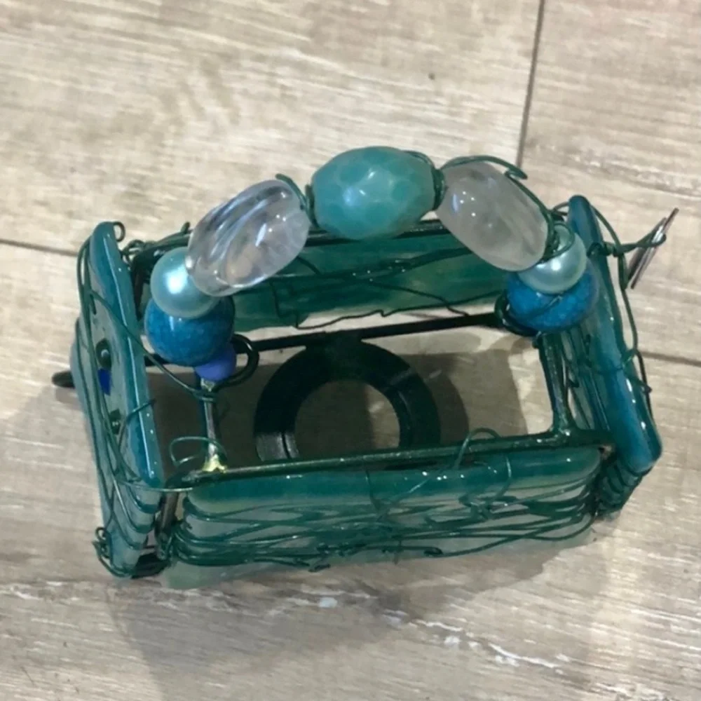 Turquoise Blown Glass  TEA CANDLE HOLDER